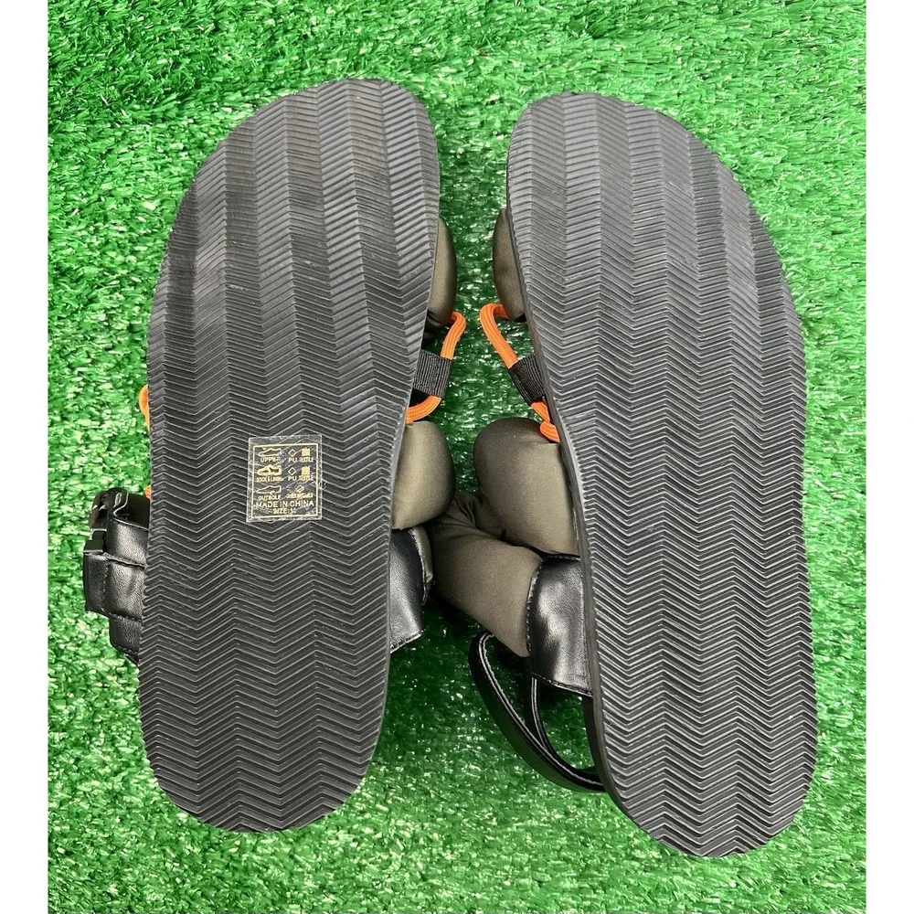 Azalea Wang Olive and Orange Padded Strap Sandals